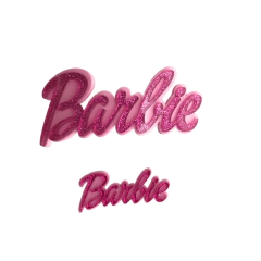 Aplique Nome Barbie Pink com Rosa Médio em Acrílico - 1 Unidade