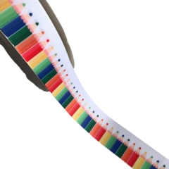 FITA GORGURÃO YAMA ESTAMPADA ESCOLAR LÁPIS COLORIDOS 38MM - 2 METROS