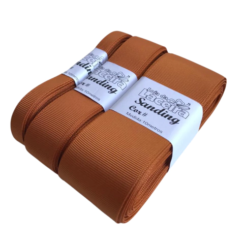 FITA GORGURÃO LISA SANDING COR 185 (CARAMELO)