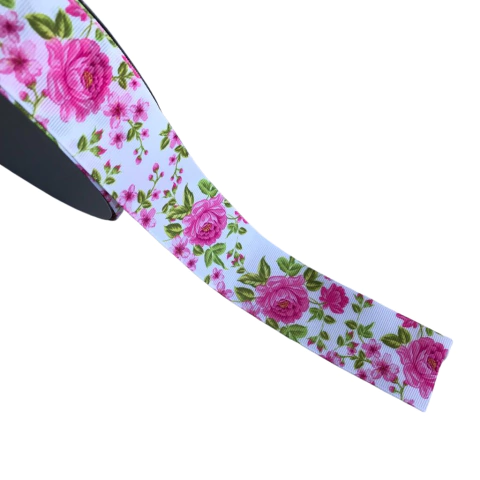 FITA GORGURÃO ESTAMPADA FLOR ROSA (IMPORTADA)