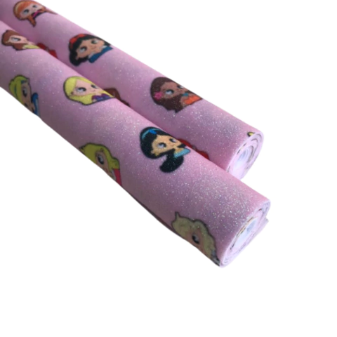 LONITA GLITTER FINO PRINCESAS DA DISNEY FUNDO ROSA (25X68CM) - 1 UNIDADE