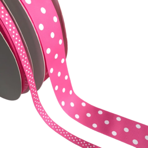 FITA GORGURÃO ESTAMPADA POÁ YAMA COR 156 - 2 METROS (HOT PINK)