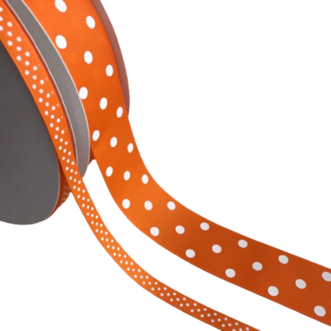 FITA GORGURÃO ESTAMPADA POÁ YAMA COR 668 - 2 METROS (TANGERINE)