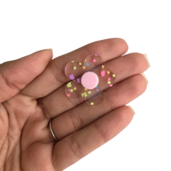 FLOR DE ACRÍLICO TRANSPARENTE COM CONFETES PARA LAÇO - 1 UNIDADE - comprar online