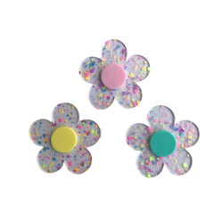 FLOR DE ACRÍLICO TRANSPARENTE COM CONFETES PARA ARCO - 1 UNIDADE