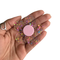 FLOR DE ACRÍLICO TRANSPARENTE COM CONFETES PARA ARCO - 1 UNIDADE - comprar online