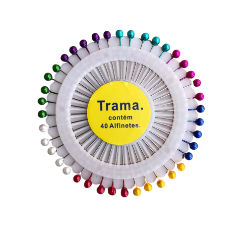 KIT ALFINETE COM CABEÇA COLORIDA TRAMA - 40 ALFINETES