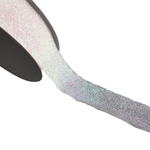 FITA GLITTER LUREX (38MM) - BRANCA IRIZADA- 1 METRO