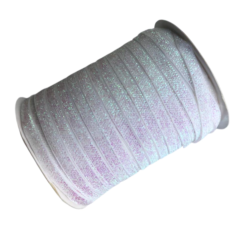 FITA GLITTER LUREX (10MM) - BRANCA IRIZADA - 1 METRO