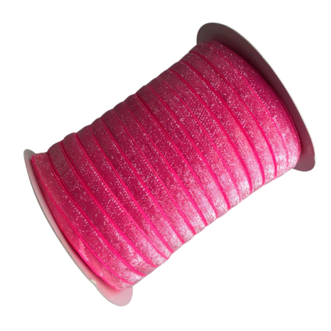 FITA GLITTER LUREX (10MM) - ROSA NEON - 1 METRO