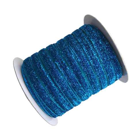 FITA GLITTER LUREX (10MM) - AZUL TURQUESA - 1 METRO