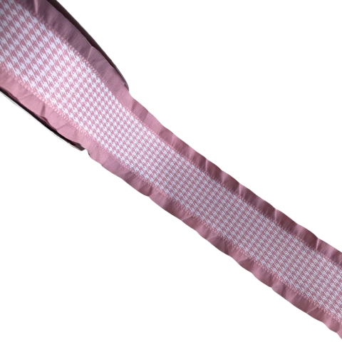 FITA PRINCESS PIED DE POULE ROSE (38MM) - 1 METRO