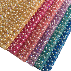 MANTA DE STRASS COM PÉROLA - 2 UNIDADES/FILEIRAS