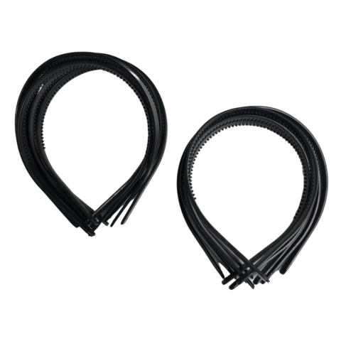 TIARA DE DENTINHO 10MM BRANCA/PRETA LEITOSA-DUZIA