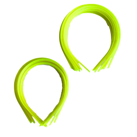TIARA DE DENTINHO 10MM TRANSPARENTE VERDE NEON - DUZIA