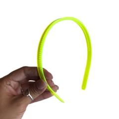 TIARA DE DENTINHO 10MM TRANSPARENTE VERDE NEON - DUZIA na internet