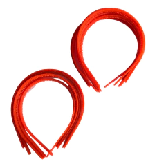 TIARA DE DENTINHO 10MM TRANSPARENTE LARANJA NEON COM GLITTER - DUZIA