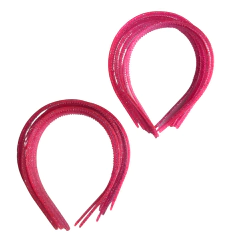 TIARA DE DENTINHO 10MM TRANSPARENTE ROSA MÉDIO COM GLITTER - DUZIA