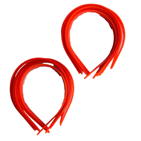 TIARA DE DENTINHO 10MM TRANSPARENTE LARANJA NEON - DUZIA