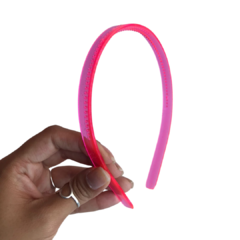 TIARA DE DENTINHO 10MM TRANSPARENTE ROSA NEON - DUZIA - comprar online