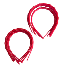 TIARA DE DENTINHO ONDULADA 10MM TRANSPARENTE ROSA NEON COM GLITTER - DUZIA