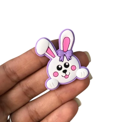 Aplique Coelho Namoradeiro Lilás c/ Branco Emborrachado - 1 unidade - comprar online