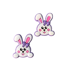 Aplique Coelho Namoradeiro Lilás c/ Branco Emborrachado - 1 unidade