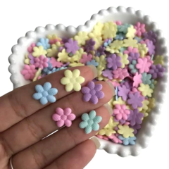 APLIQUE MINI FLORZINHA DE TECIDO PRENSADA CORES CANDY (SORTIDA) - 20 UNIDADES - comprar online