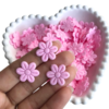 APLIQUE FLOR DE TECIDO PRENSADA ROSA - 50 UNIDADES
