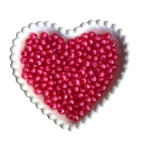 MIÇANGA ACRÍLICA BOLA SEXTAVADA MELANCIA TRANSPARENTE C/ MIOLO BRANCO (8MM) - 20 GRAMAS