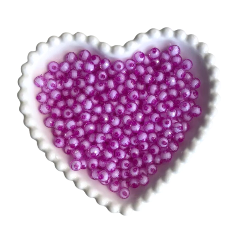 MIÇANGA ACRÍLICA BOLA SEXTAVADA LILÁS TRANSPARENTE C/ MIOLO BRANCO (8MM) - 20 GRAMAS