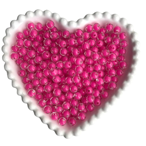 MIÇANGA BOLINHA TRANSPARENTE COM MIOLO PINK (8MM) - 20 GRAMAS