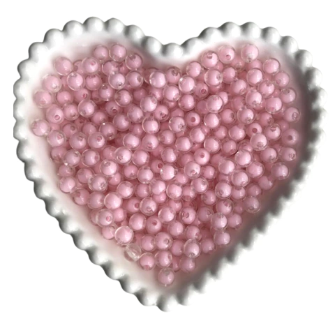 MIÇANGA BOLINHA TRANSPARENTE COM MIOLO ROSA BEBÊ (8MM) - 20 GRAMAS