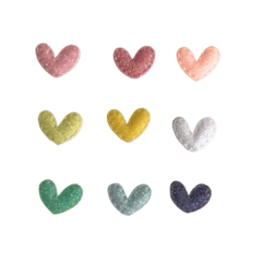 APLIQUE MINI CORAÇÃO COM GLITTER - 5 UNIDADES