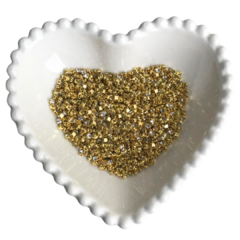 STRASS PARA COSTURA BRANCO CAIXINHA DOURADA (3,5MM) - 50 UNIDADES