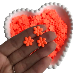 APLIQUE MINI FLORZINHA DE TECIDO PRENSADA LARANJA NEON - comprar online