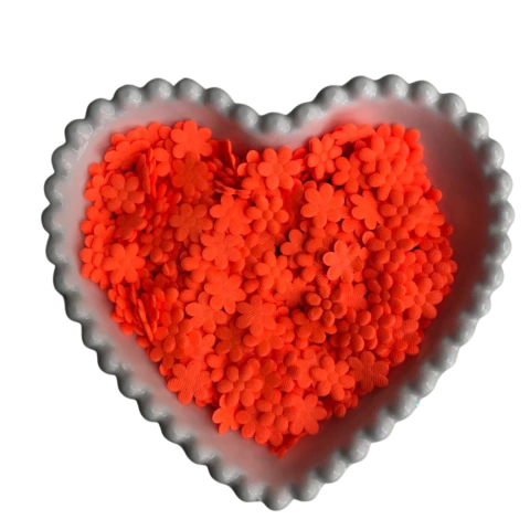 APLIQUE MINI FLORZINHA DE TECIDO PRENSADA LARANJA NEON