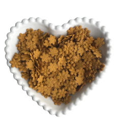 APLIQUE MINI FLORZINHA DE TECIDO PRENSADA MARROM DOURADO