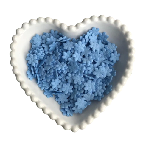 APLIQUE MINI FLORZINHA DE TECIDO PRENSADA AZUL