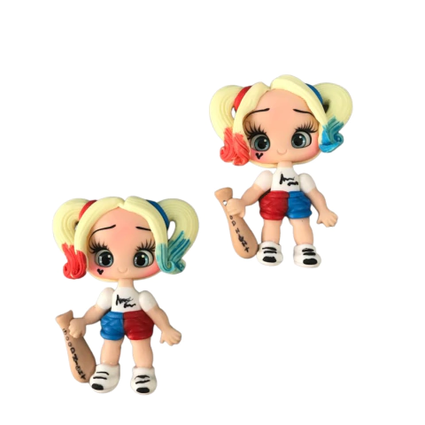 APLIQUE BISCUIT PERSONAGEM ARLEQUINA - 1 UNIDADE