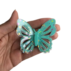 APLIQUE BORBOLETA DUPLA P/ ARCO ACRÍLICO TRANSPARENTE - 1 UNIDADE - Loja da Laceira