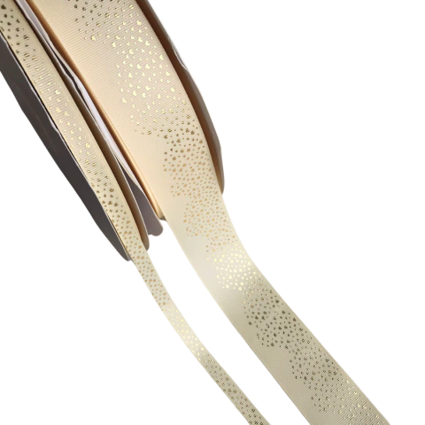 FITA GORGURÃO YAMA ESTAMPADA CREME CORAÇÕES #824 - 2 METROS