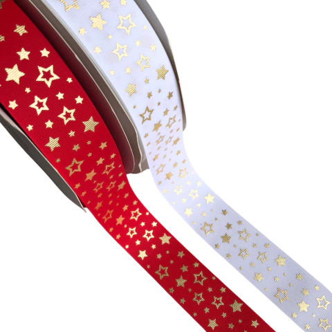 FITA GORGURÃO YAMA ESTAMPADA ESTRELAS 38MM - 2 METROS