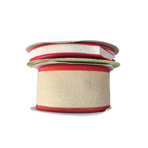 FITA LUREX DOURADA BORDA VERMELHA - ART FITAS - 2 METROS