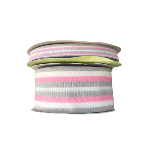FITA LISTRADA ROSA/CINZA/BRANCO - ART FITAS - 2 METROS