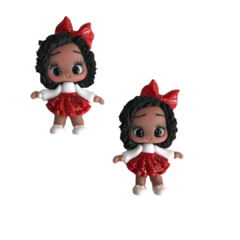 APLIQUE BISCUIT BONECA SAIA VERMELHA - 1 UNIDADE