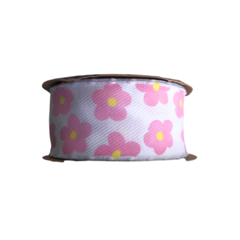 FITA PESPONTO POMPOM SINIMBU FLORES ROSA CLARO (38MM)