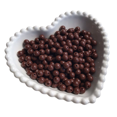 MIÇANGA BOLINHA LISA MARROM ESCURO (8MM) - 20 GRAMAS