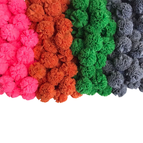 POMPOM MALHA TELINHA (2.5CM) - 4 UNIDADES