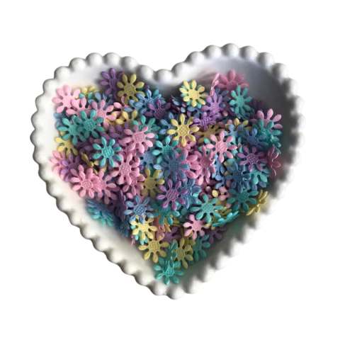 APLIQUE MINI GIRASSOL DE TECIDO CANDY - 20 UNIDADES SORTIDAS